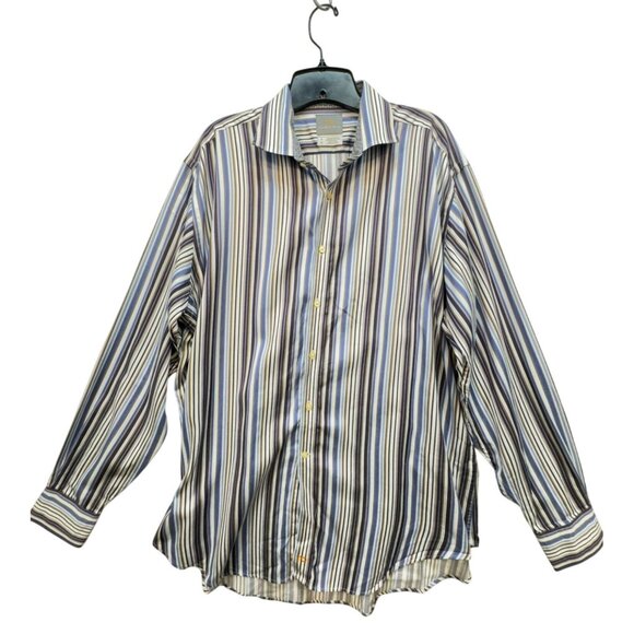 Thomas Dean Mens Long-Sleeve Button-Up Shirt Size XL Multicolor Striped - Picture 1 of 10